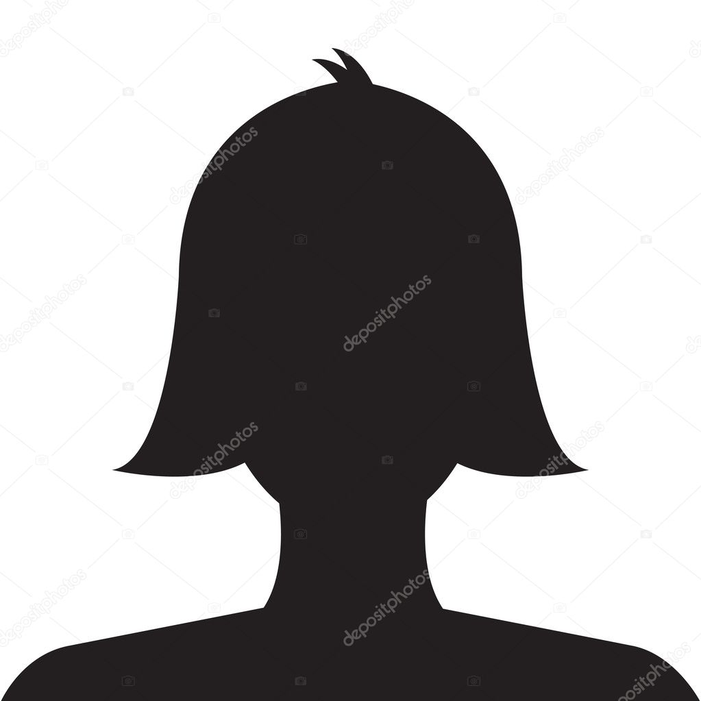 Female profile avatar icon black on white background use for soc