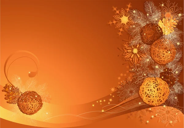 Kerstmis met gevlochten kerstballen — Stockvector