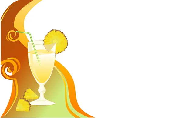 Carte de cocktail avec ananas — Image vectorielle