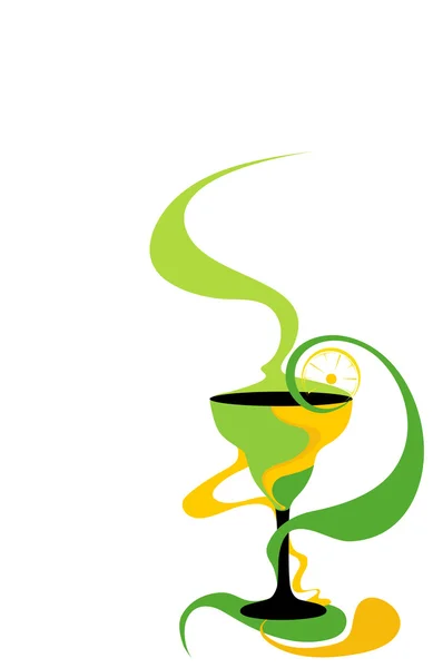 Copa de cóctel verde y amarillo — Vector de stock