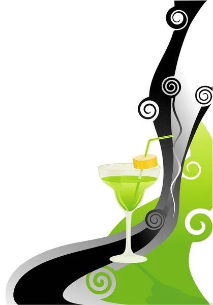 Cocktail carte verte avec banane — Image vectorielle