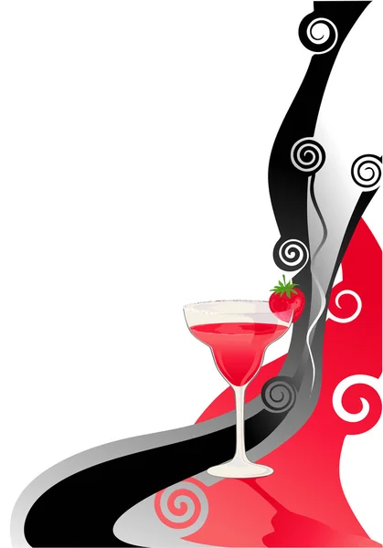 Cocktail rode en zwarte achtergrond — Stockvector
