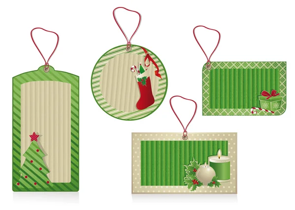 Etiquetas verdes de Navidad papel ecológico —  Fotos de Stock