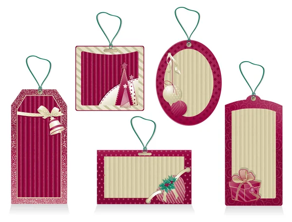 Christmas labels color burgundy — Stock Photo, Image