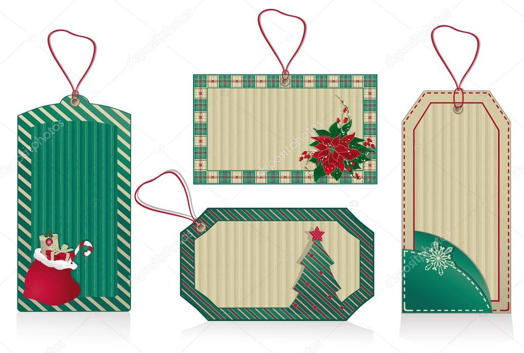 Christmas green labels