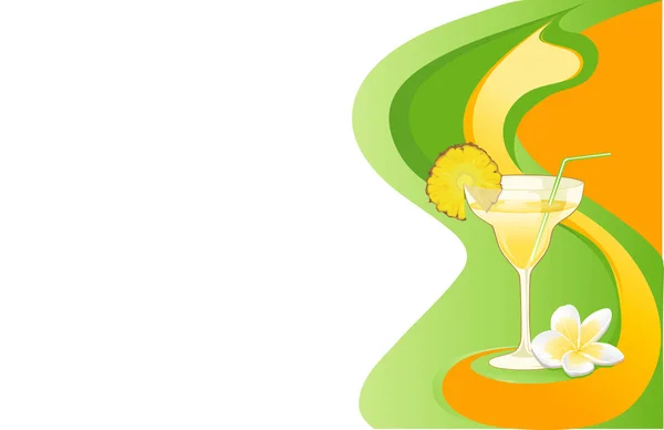 Carta da cocktail con ananas e plumeria — Vettoriale Stock