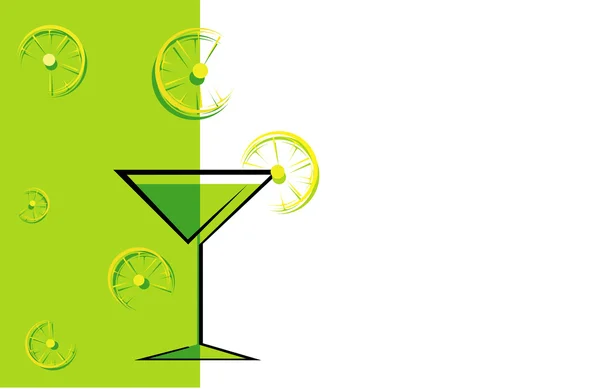 Cocktail Green Card mit Zitrone — Stockvektor