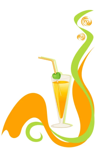 鸡尾酒的绿色和橙色背景 — 图库矢量图片