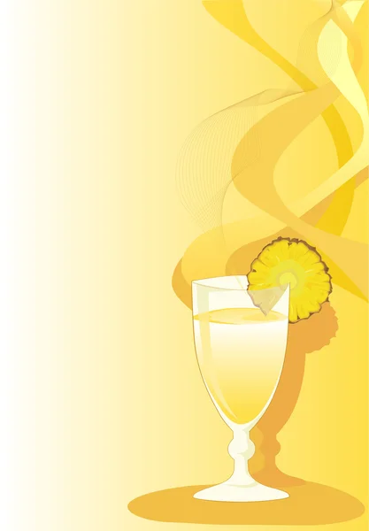 Verre à cocktail avec ananas — Image vectorielle
