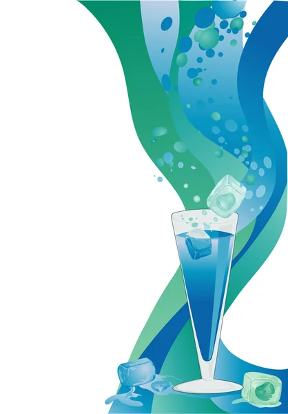 Boisson avec glace et cerise bleue — Image vectorielle