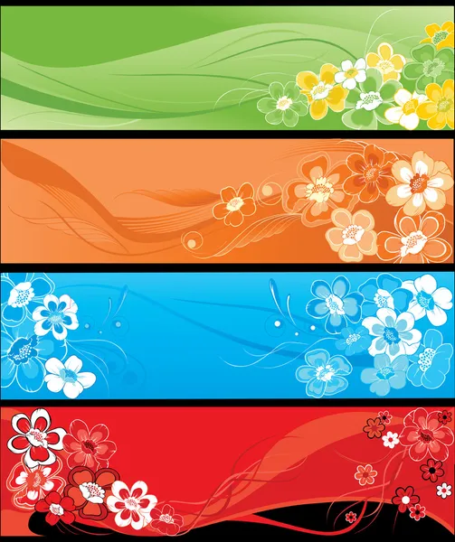 Flores de verano banderas horizontales — Vector de stock