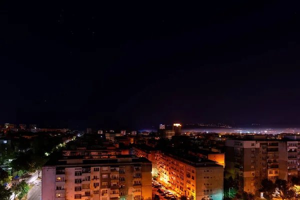 Night City View Skyline Residential Buildings Constellation Orion Shines Brightly — Stock Photo, Image