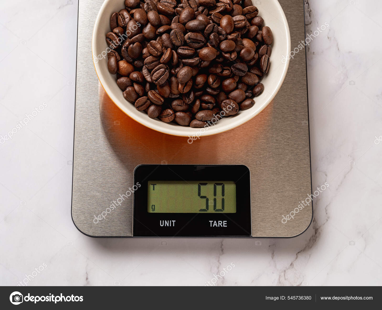 Roasted Coffee Beans Bowl Digital Kitchen Scale Scales Displaying