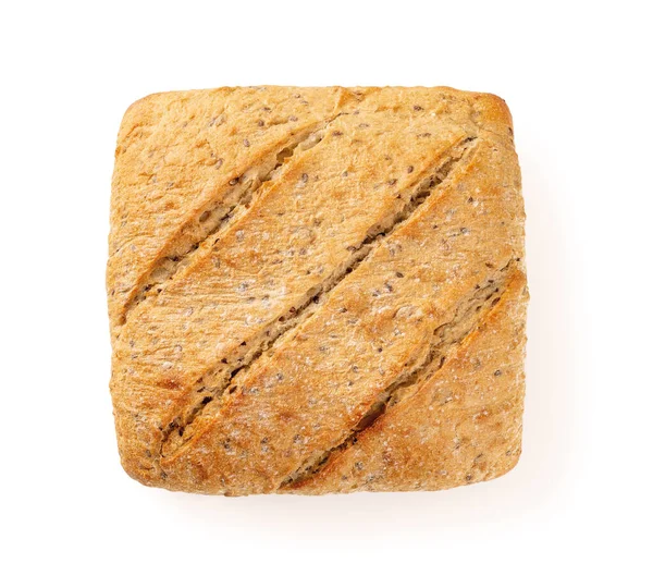 Čtvercový Bochník Chleba Lněnými Semínky Celý Pšeničný Chléb Lahodnou Křupavou — Stock fotografie