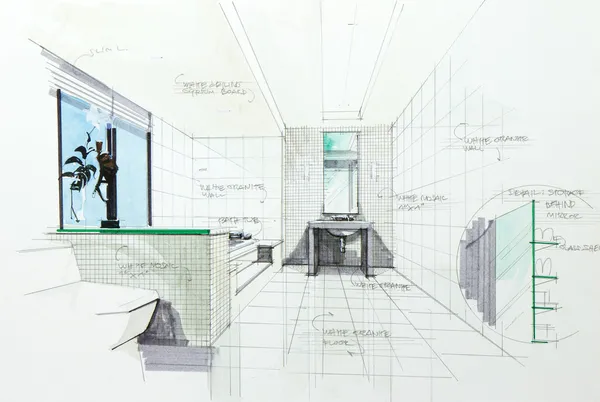 Эскиз ванной комнаты — стоковое фото