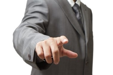 bir düğmeye bir dokunmatik ekranda el