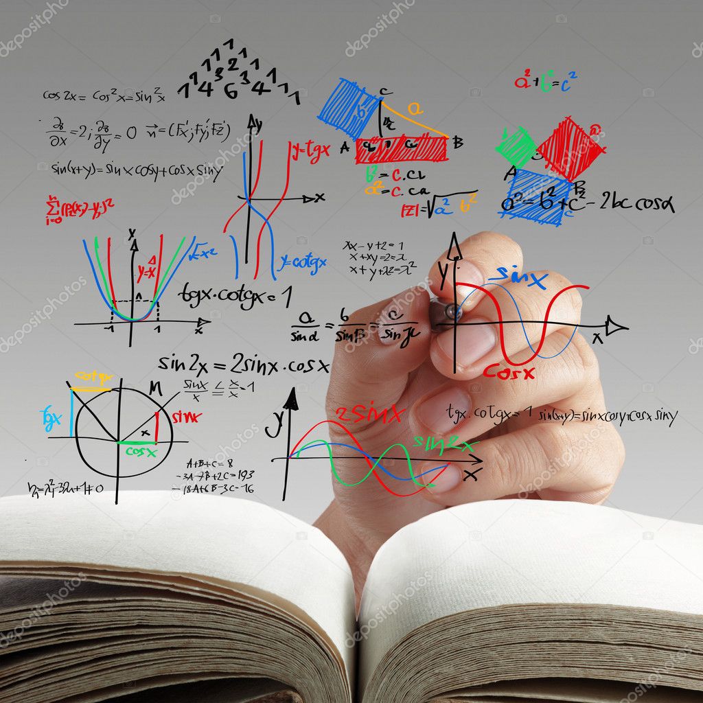 Математика и научная формула на доске — стоковое фото