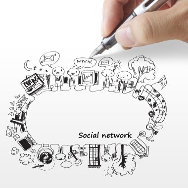 hand draws a social network clipart