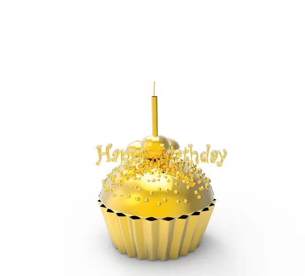 Złota urodziny ciastko — Zdjęcie stockowe