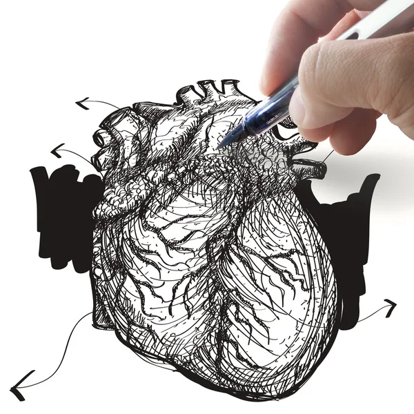 Hand draws heart — Stock Photo, Image