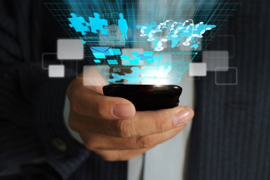 iş adamı el cep telefonu ne sanal iş akışı kullanma