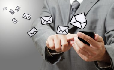 kavram olarak dokunmatik ekran telefon ve piksel e-posta simgesi