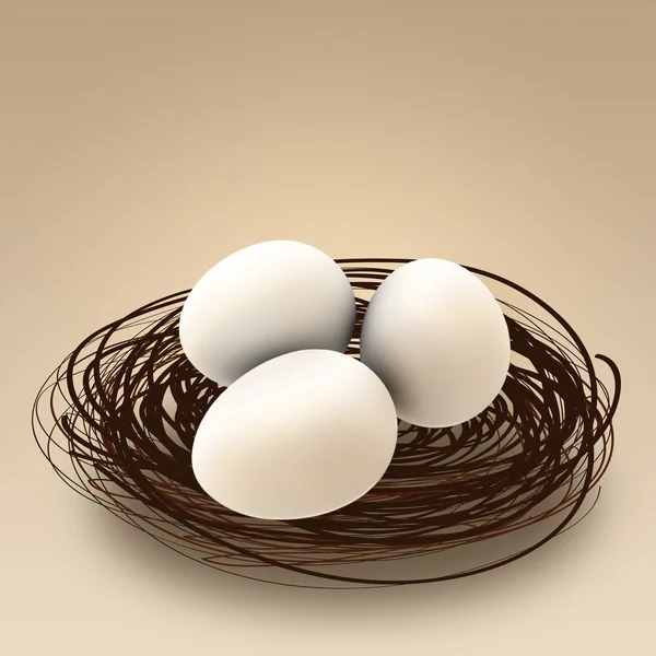 Trzy jaja w gnieździe — Zdjęcie stockowe