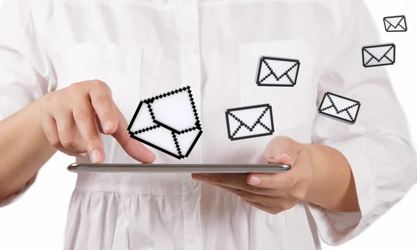Tablet computer and email icons — Stock Photo, Image
