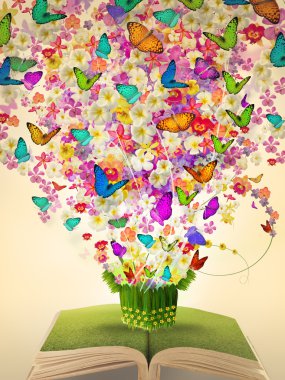 Vintage kitabını bol çiçek