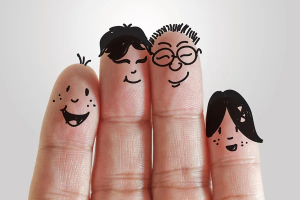 Sorridente pintado em dedos humanos — Fotografia de Stock