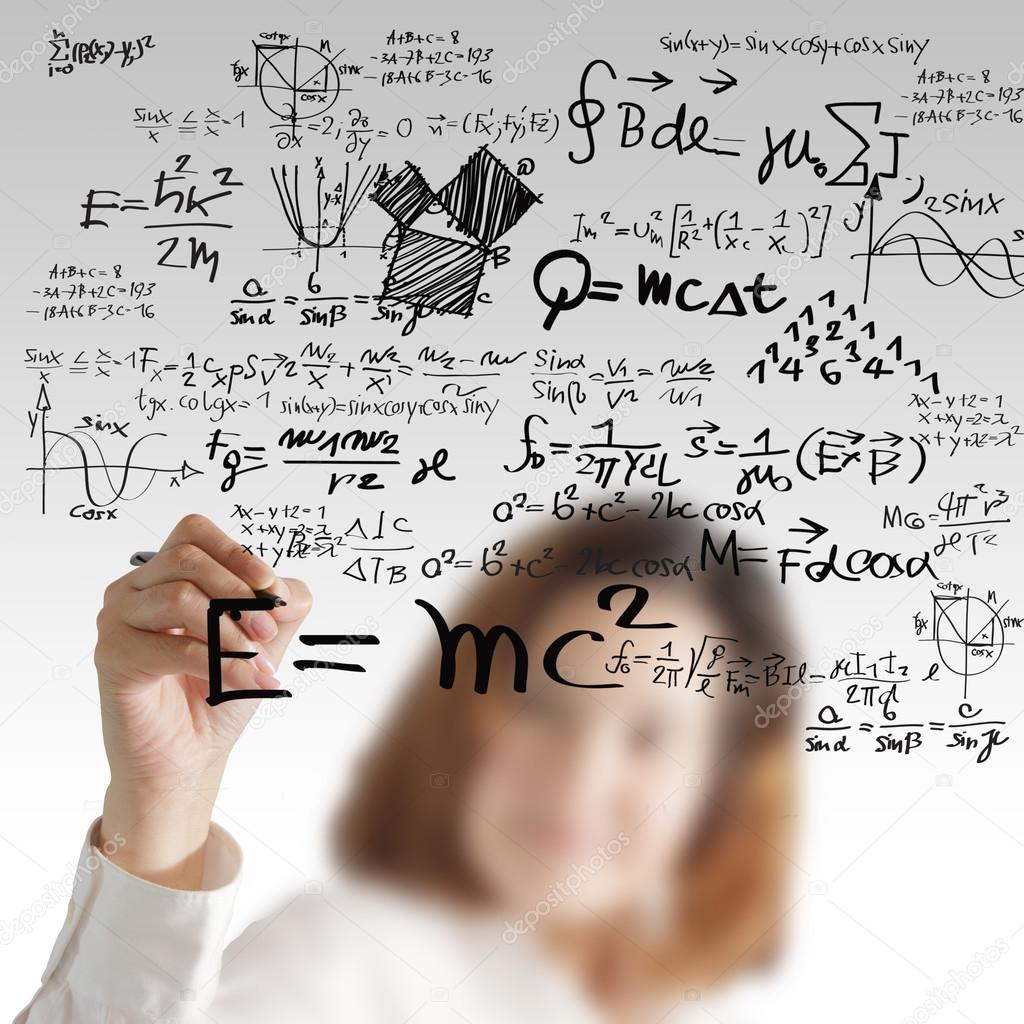 female draws maths and science formula