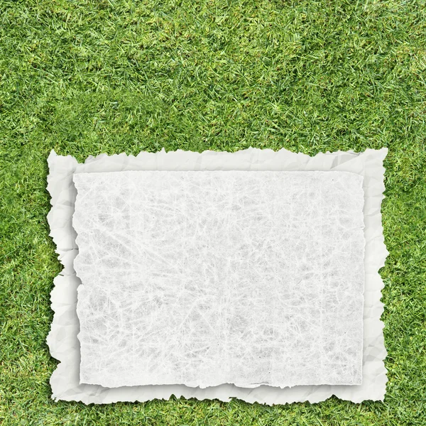 Paper on grass — Zdjęcie stockowe