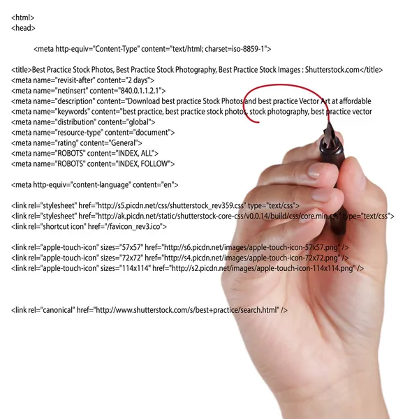 Hand Highlighting Website Script — Stock Photo, Image