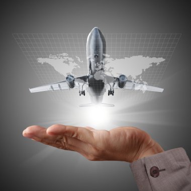 airbus uçak ve küre el gösterir