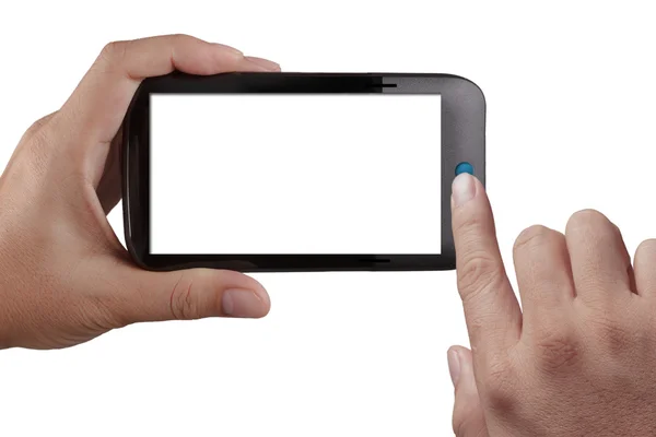 Touchscreen mobiele telefoon, in de hand — Stockfoto