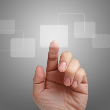 Erkek el noktada dokunmatik ekran arayüzü