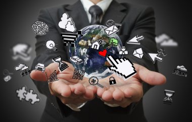 iş adamı el Internet kavramı göstermek