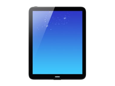 Beyaz arka plan, 3d render yüksek Detaylı tablet PC'de.
