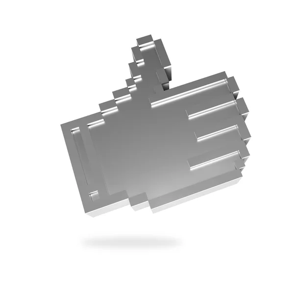 Stříbrný pixel rukou zobrazeno palec — Stock fotografie