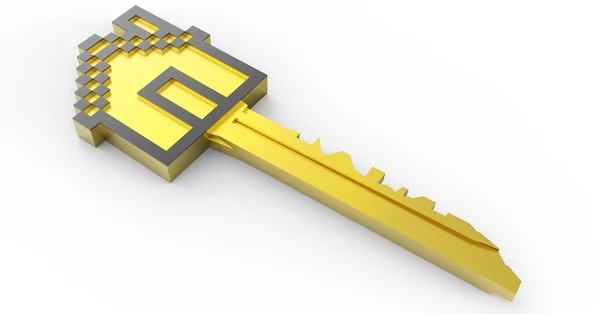 Złoty klucz do domu 3d — Zdjęcie stockowe