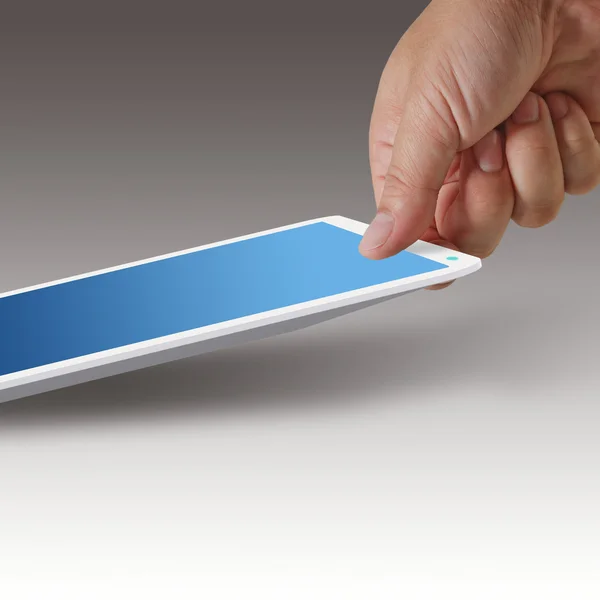 Hand picks tablet computer — Stock Photo, Image