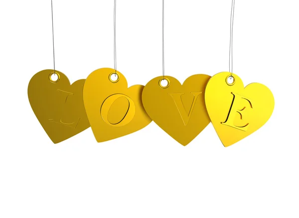 Altın kalpler Etiketler aşk — Stok fotoğraf