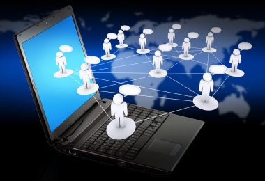 sosyal ağ kavramı olarak laptop