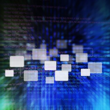 Dijital program kodu ve düğmeleri arka plan