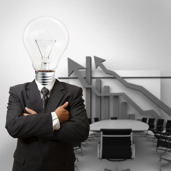 Businessman,light bulb head — Stock Photo, Image