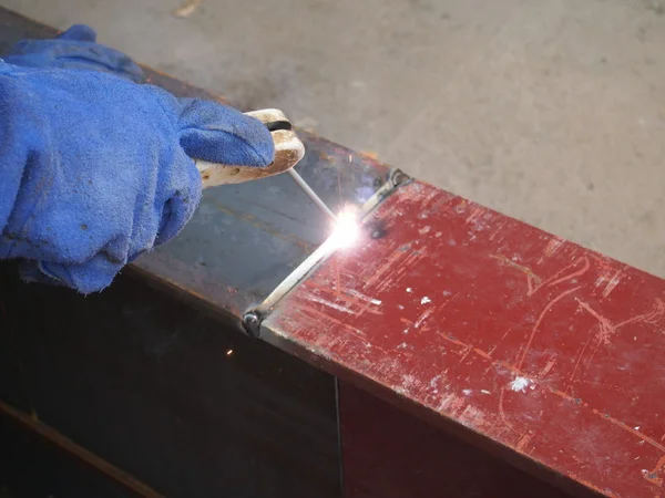 Welding with mig-mag method — Stock Photo, Image