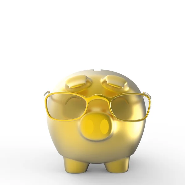 Gold Nerd Sparschwein — Stockfoto