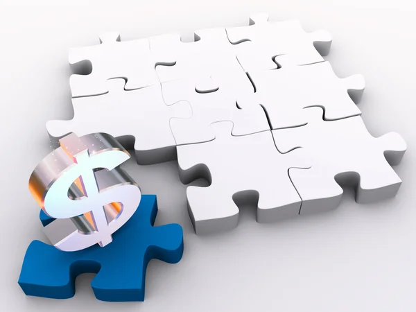 The missing piece is finance in 3d puzzles — Stock Photo, Image