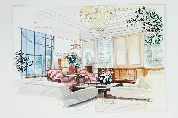 Boceto de una sala de estar interior — Foto de Stock