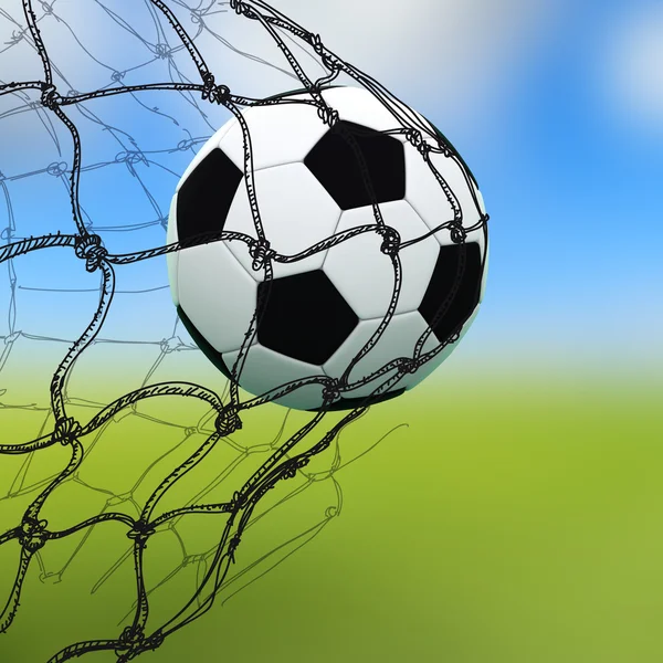 Futbol topu bir net — Stok fotoğraf
